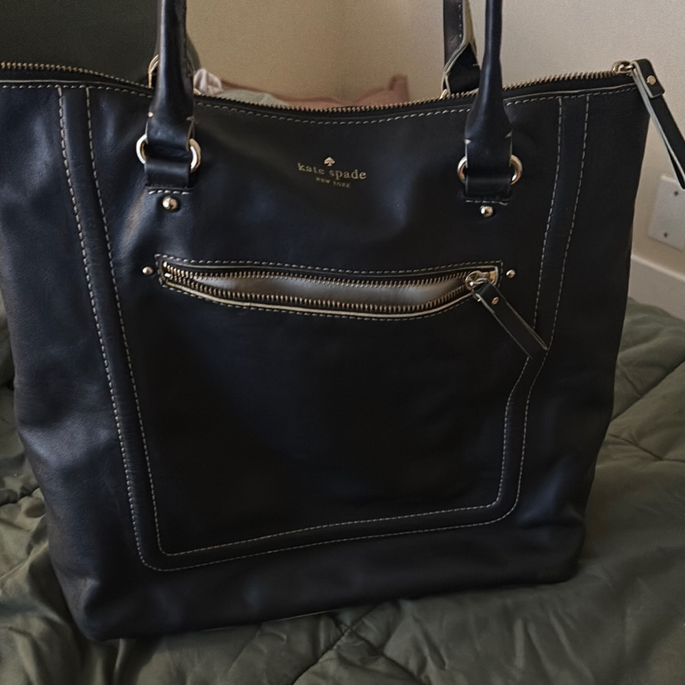 Kate Spade Black Tote with Structured Design and Double Handles